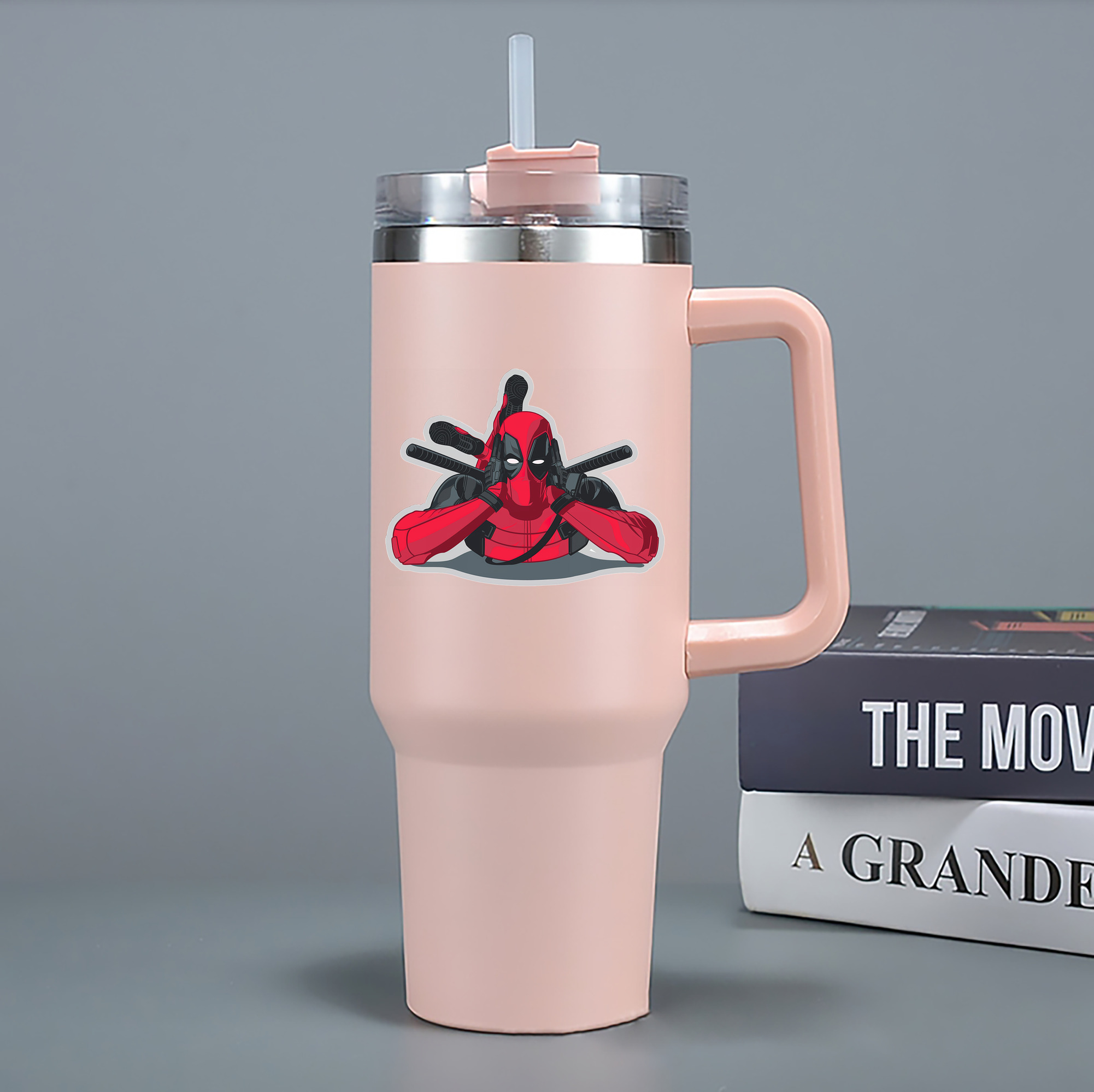 （画像用） Deadpool デッドプール 1200mL車用タンブラー - クリスタルステッカー（プラスチックストロー付き）